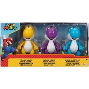 Nintendo Super Mario Yellow, Purple & Light Blue Yoshi Action Figures, 3 Pack